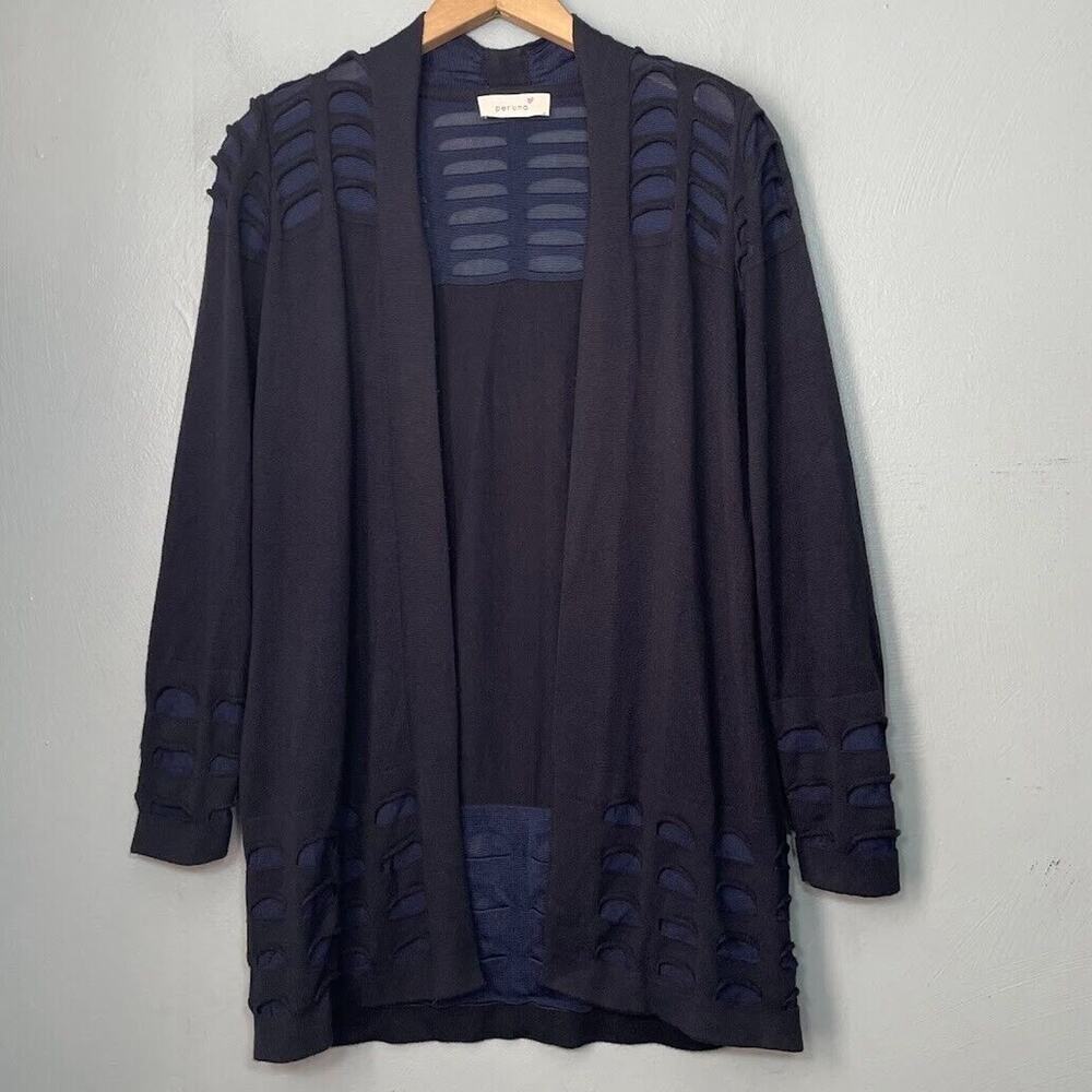 Per Una Womens Size Medium Navy Semi Sheer Cardigan Dark Fairy Whimsigoth Grunge